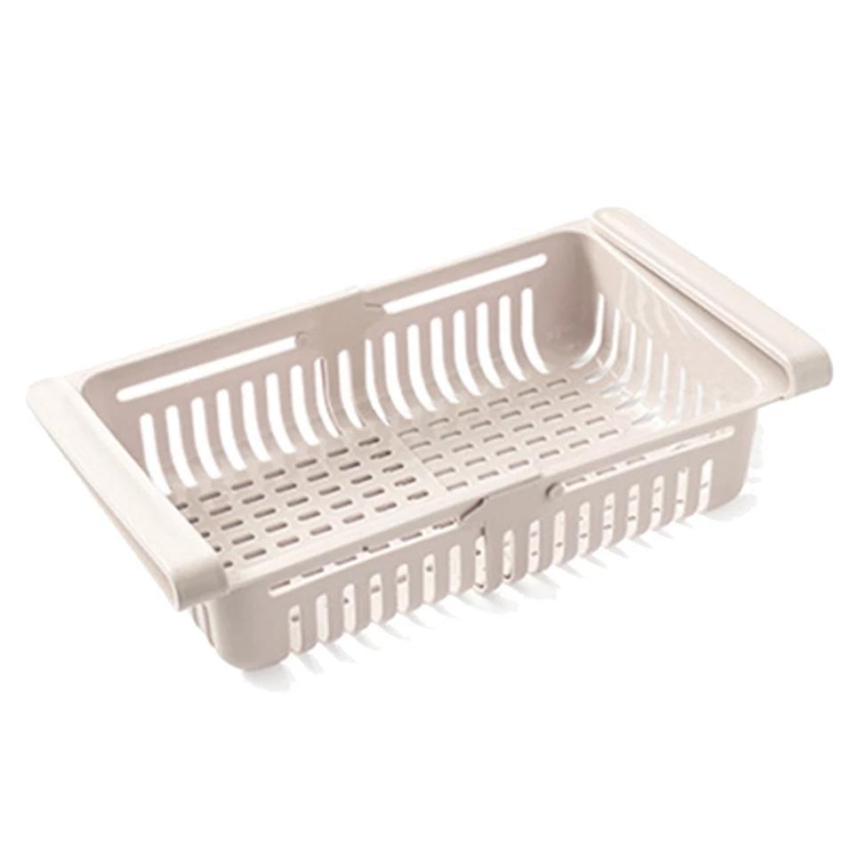 Adjustable Plastic Fridge Storage Basket Light Blue