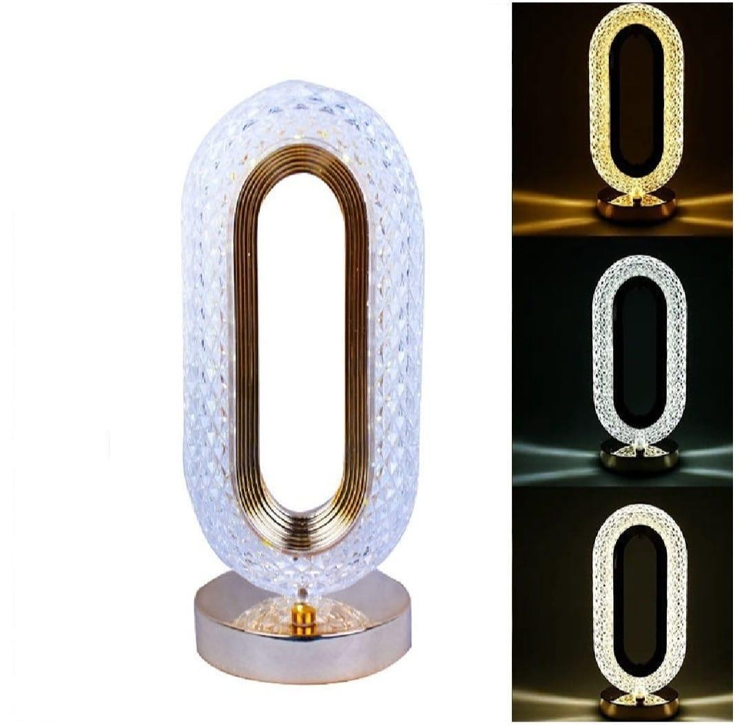 Rechargeable Crystal Oval Table Lamp Multicolor Touch Control