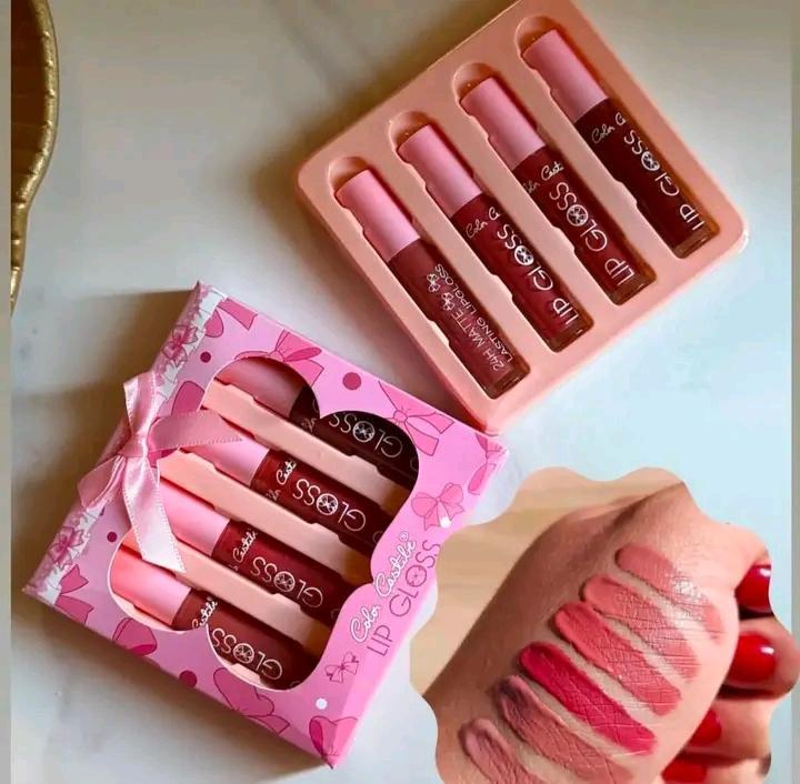 4 Pcs Matte Lip Gloss Set Multicolor Nude Shades