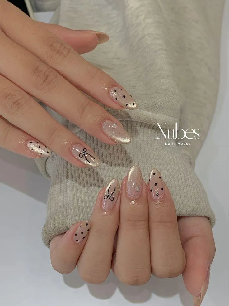 Multicolor Fake Nails with Bow Design 12pcs ABS Plastic