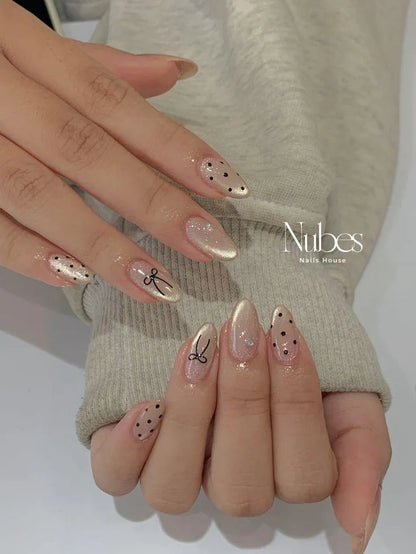 Multicolor Fake Nails with Bow Design 12pcs ABS Plastic