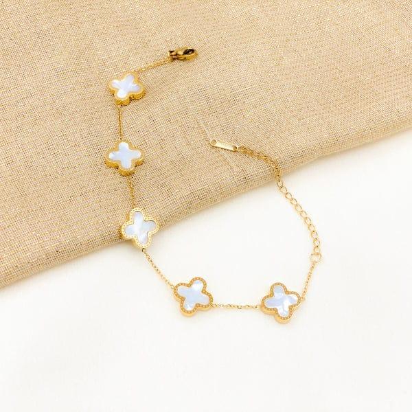 Gold Plated Clover Chain Bracelet for Women