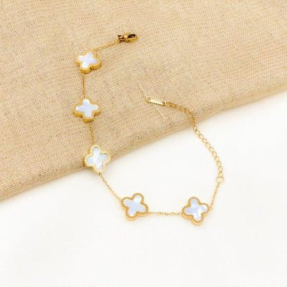 Gold Plated Clover Chain Bracelet for Women