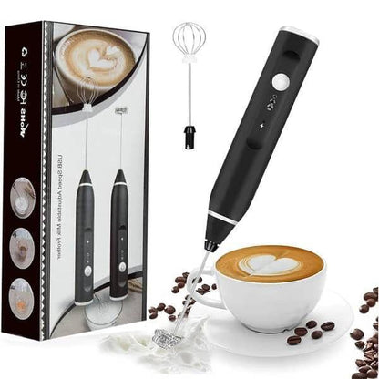 USB Rechargeable Stainless Steel Coffee Beater Black