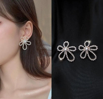 Silver Plated Flower Earrings for Women