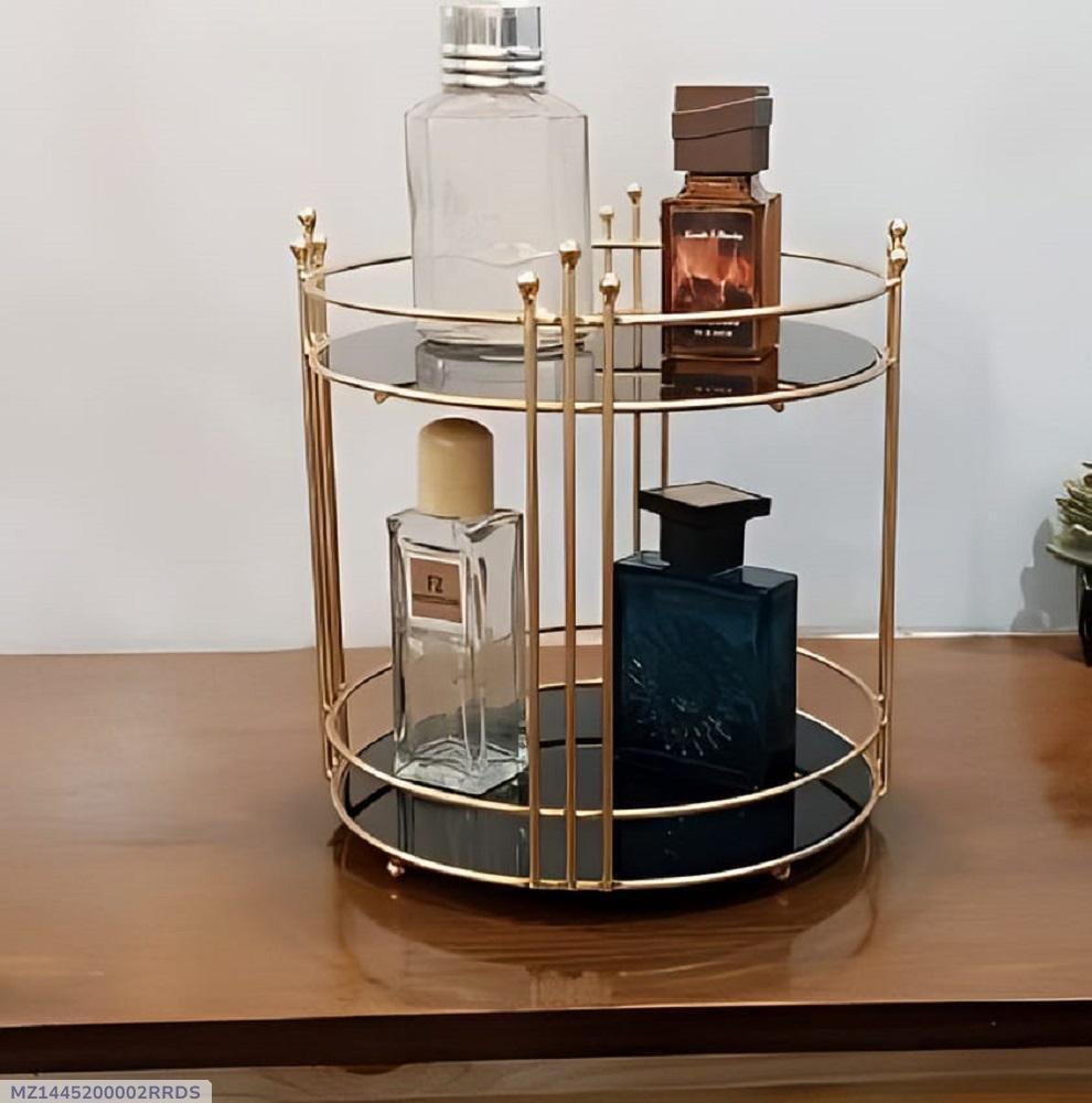 2 Tier Round Metal Makeup Organizer Rack 9 Inch