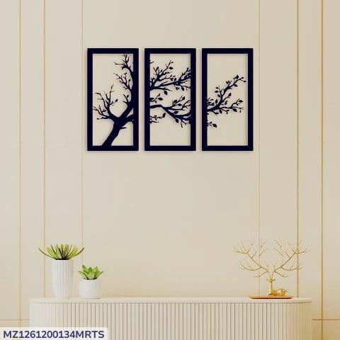 Modern Tree Wall Art Set Black Laser Cut 3Pcs
