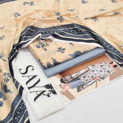 Saya Digital Lawn 3-Piece Suit Floral Print