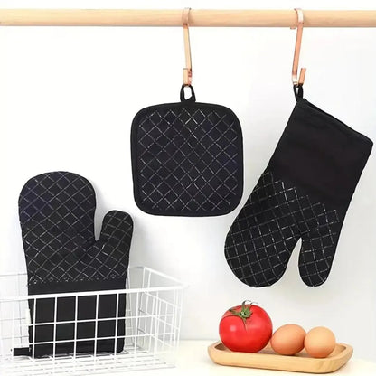 2 Pcs Cotton Quilted Oven Mitts 2