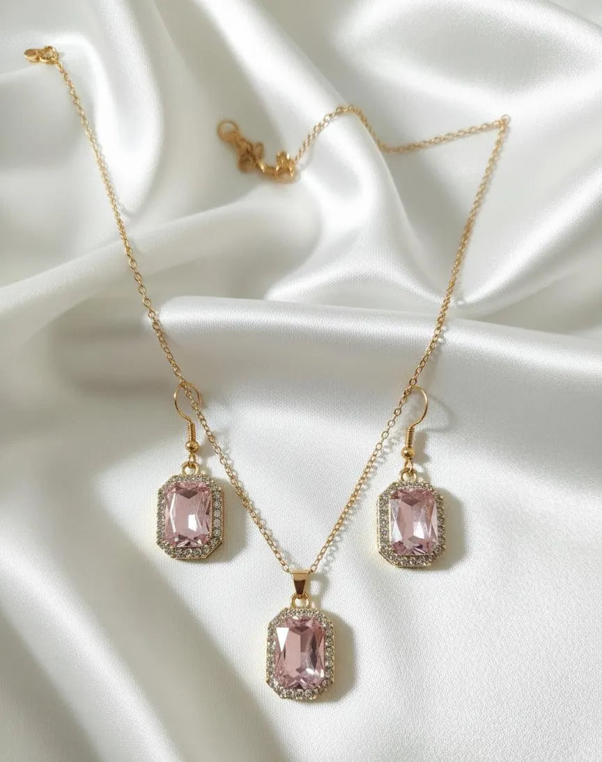 Golden Pendant & Earrings Set for Pakistani Women