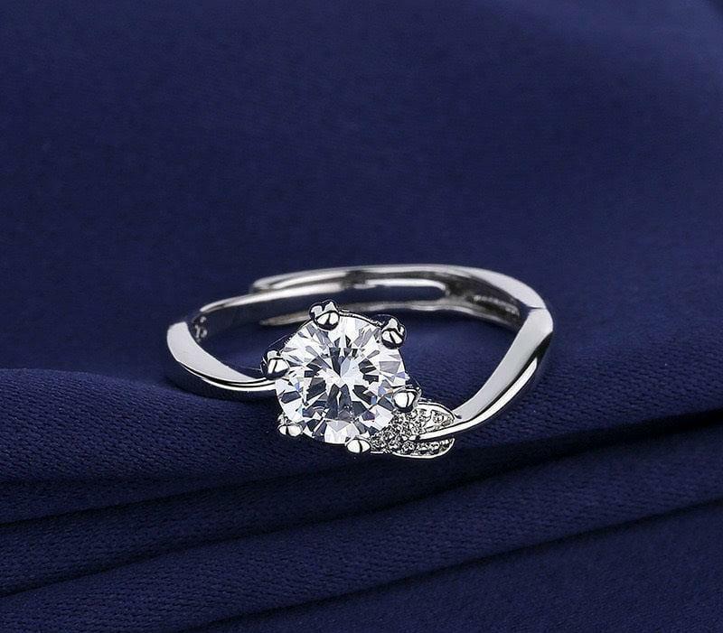 Adjustable Cubic Zirconia Silver Ring for Daily Wear