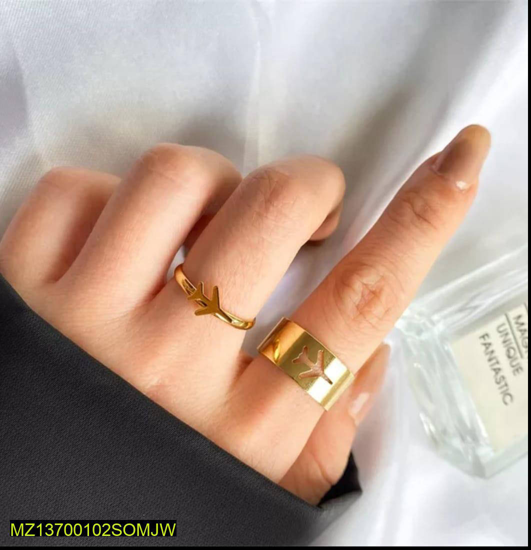 Golden Airplane Couple Rings Adjustable for Men Women