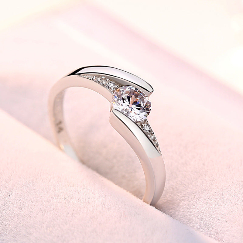 Sterling Silver Korean Diamond Wedding Ring