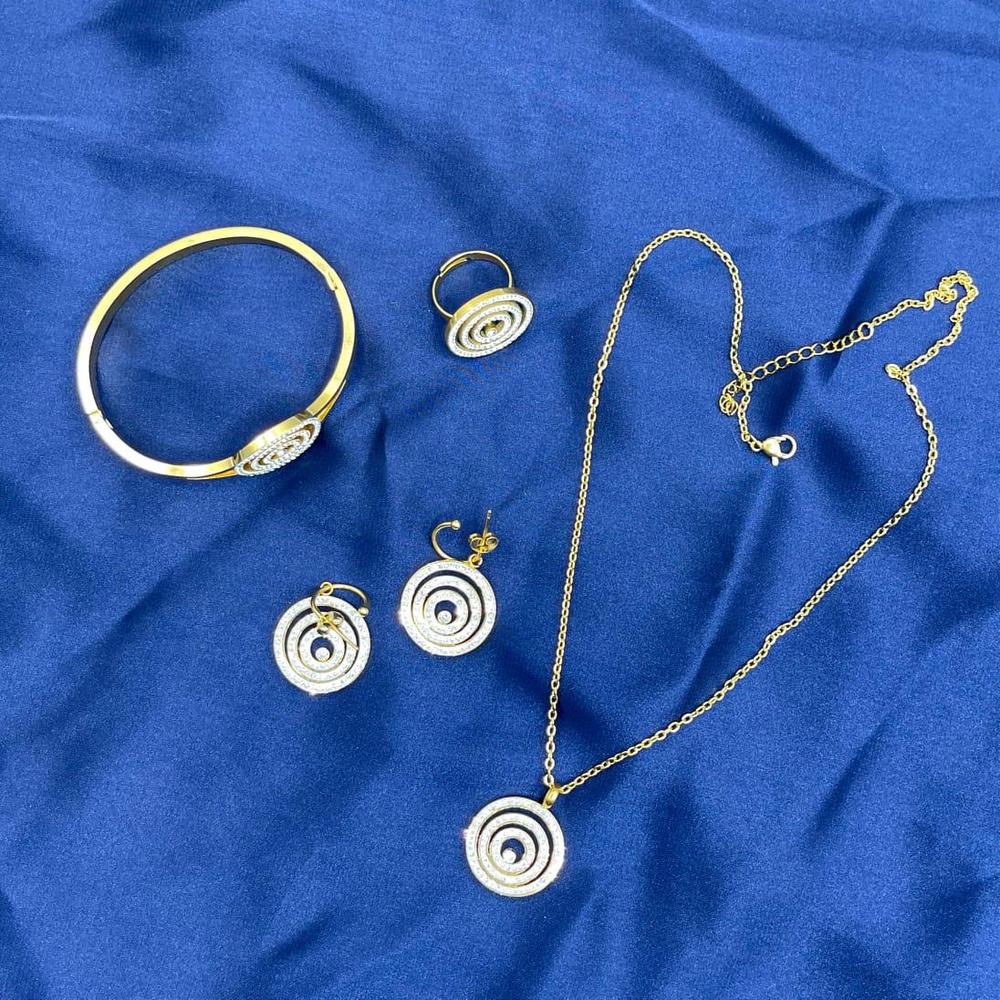 Golden Plated Spiral Necklace Set for Women