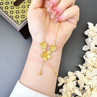 Gold Flower Necklace for Women Wedding Retro Style