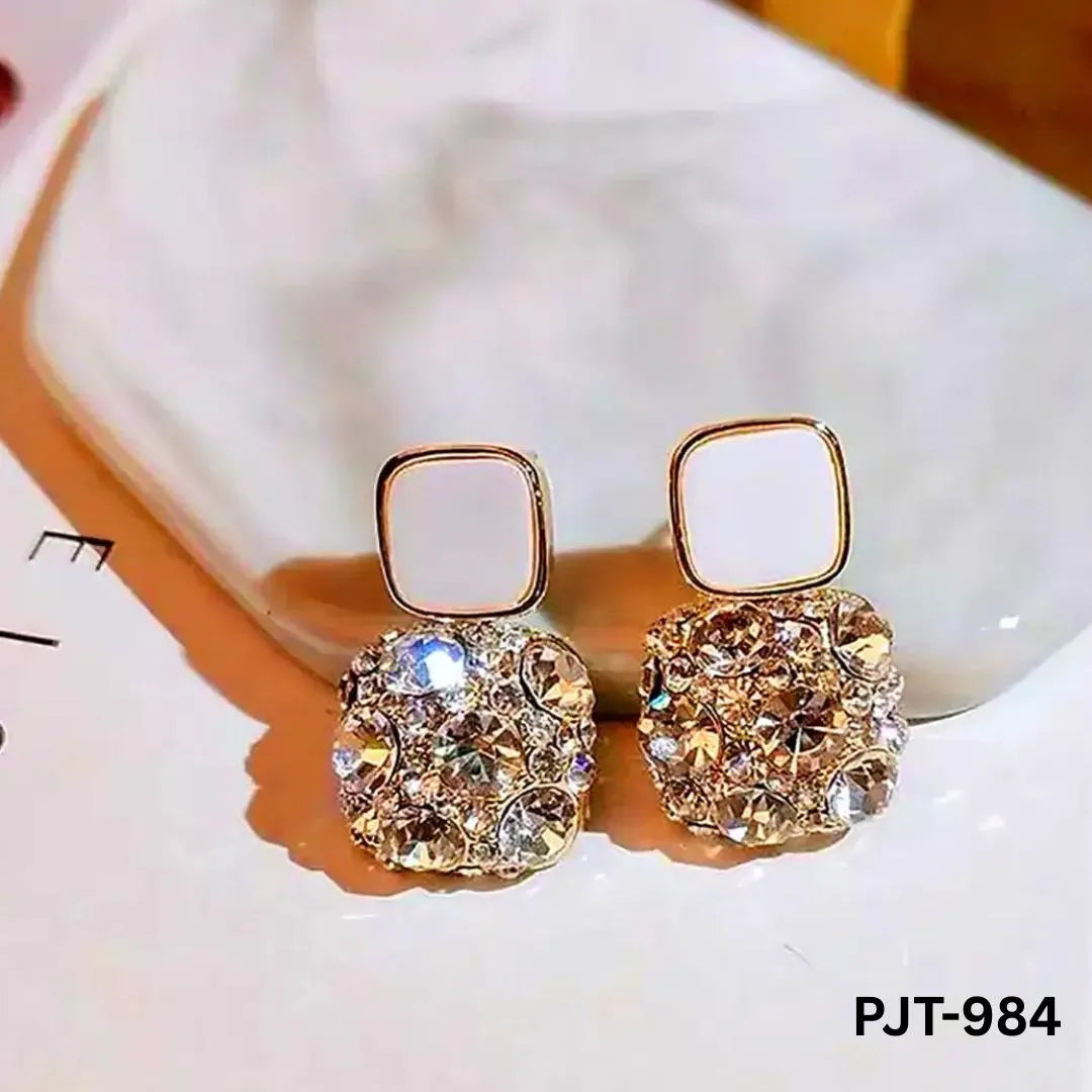Korean Marble Stylish Zircon Earrings PJT-984