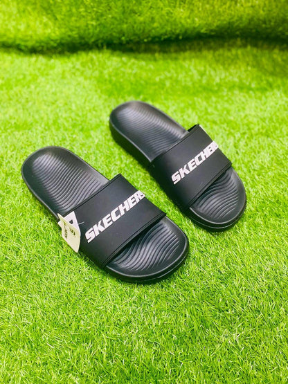 Men's Black PU Leather Slide Slippers Size 7-10