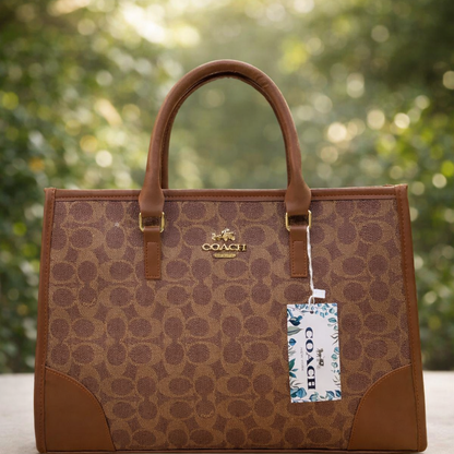 Coach Signature Print Tote Bag for Women with Double Top Handles and Spacious Everyday Carry Design
