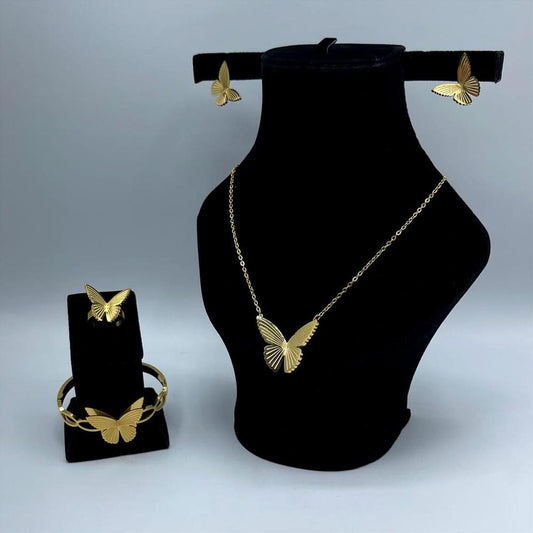 Golden Butterfly Necklace Set for Women