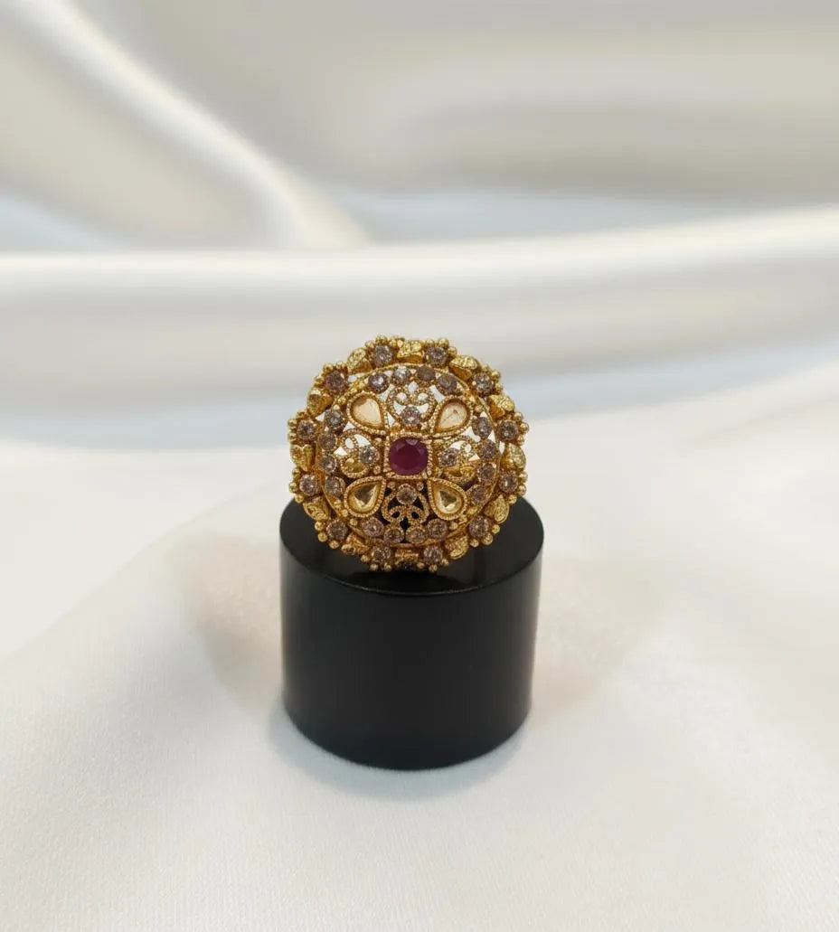 Maroon Adjustable Ring for Women Wedding & Party Wear
