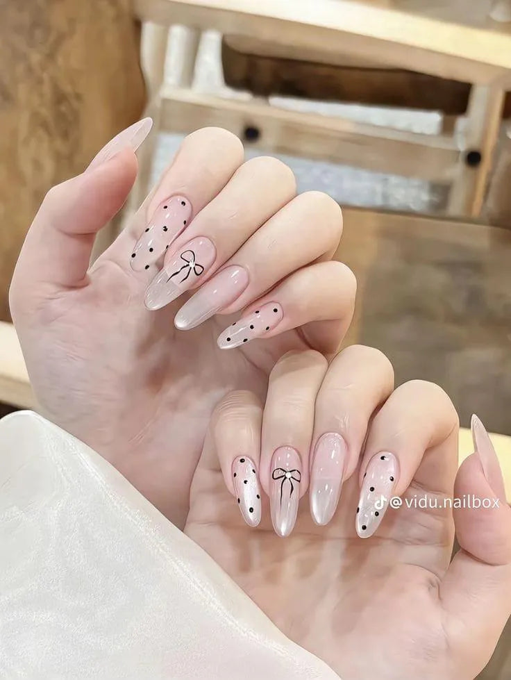 Multicolor Fake Nails with Bow Design 12pcs ABS Plastic
