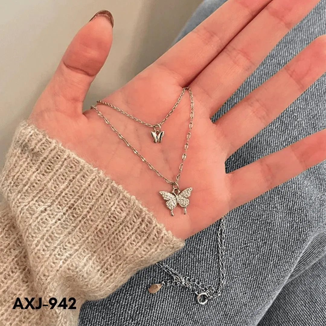Silver Butterfly Necklace for Women