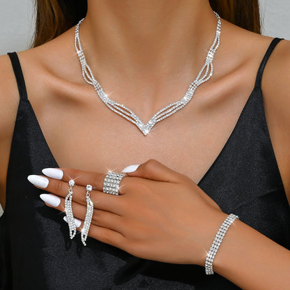 Sparkling Rhinestone 3-Piece Jewelry Set for Pakistani Women