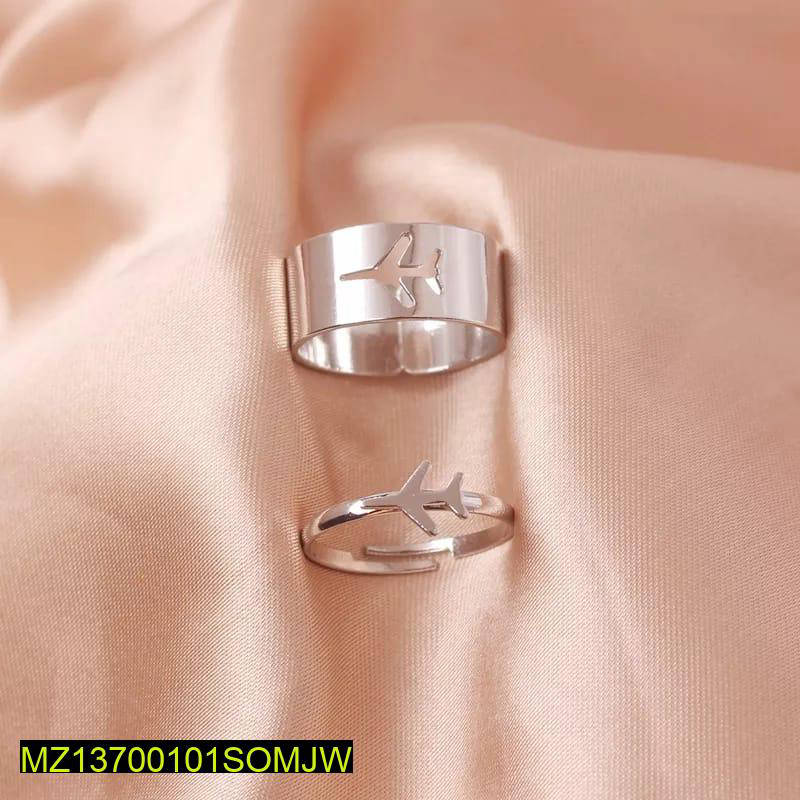 Aeroplane Themed Silver Plated Rings for Couples