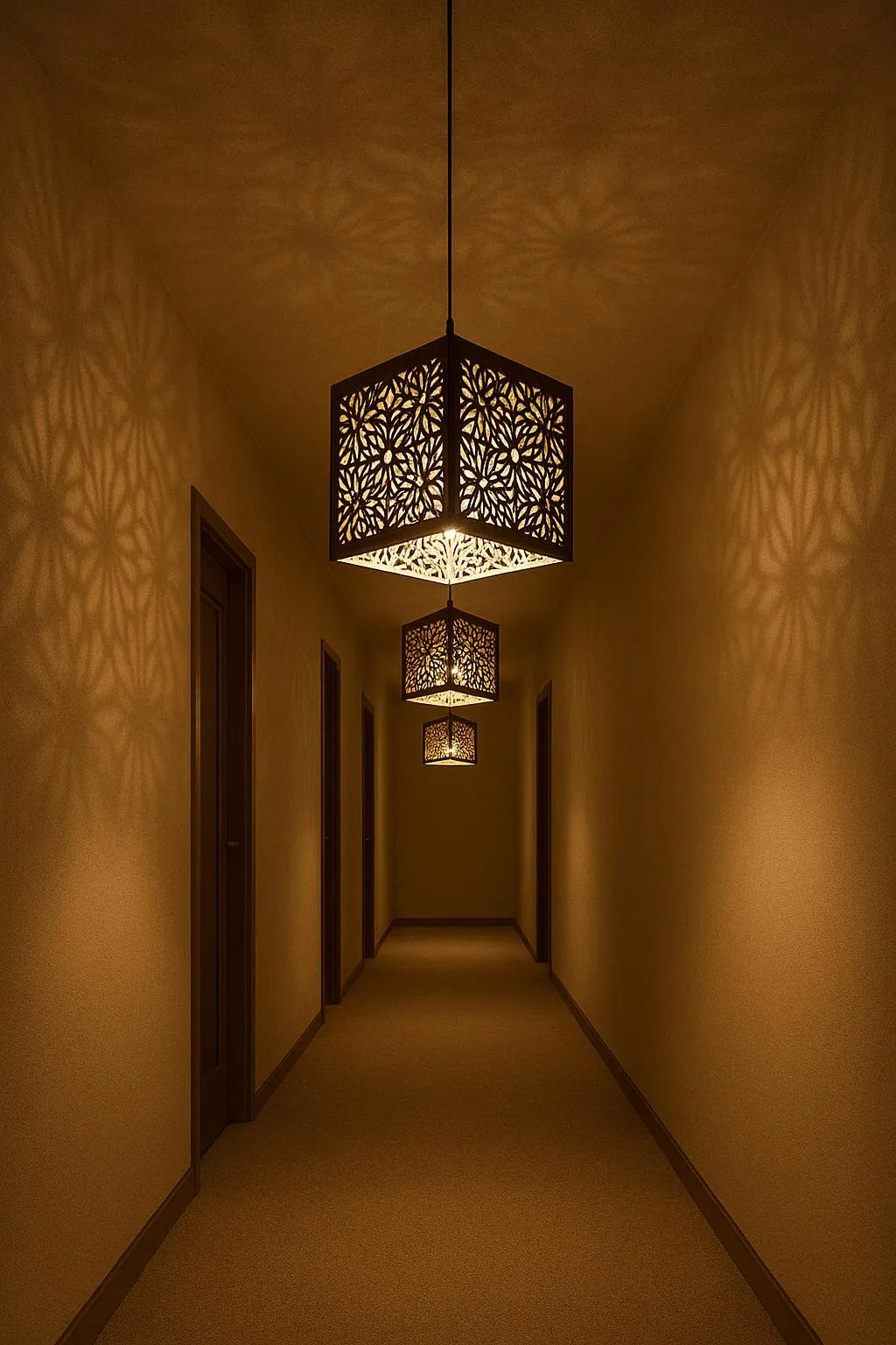 Modern Floral Ceiling Lamp Black Golden Glow
