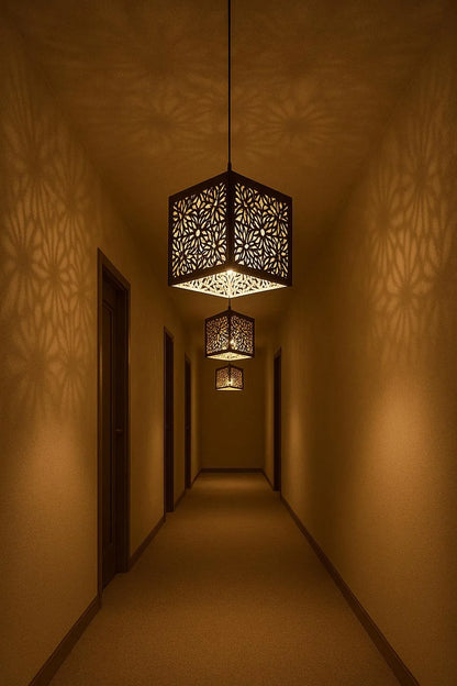 Modern Floral Ceiling Lamp Black Golden Glow