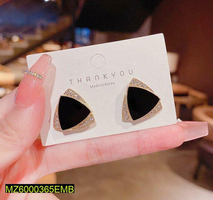 Black Gold Stud Earrings for Women Daily Wear