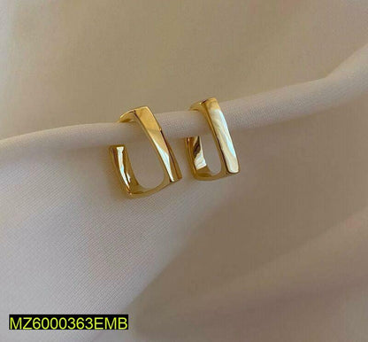Square Ear Loppers Golden Plated Lightweight Daily Wear