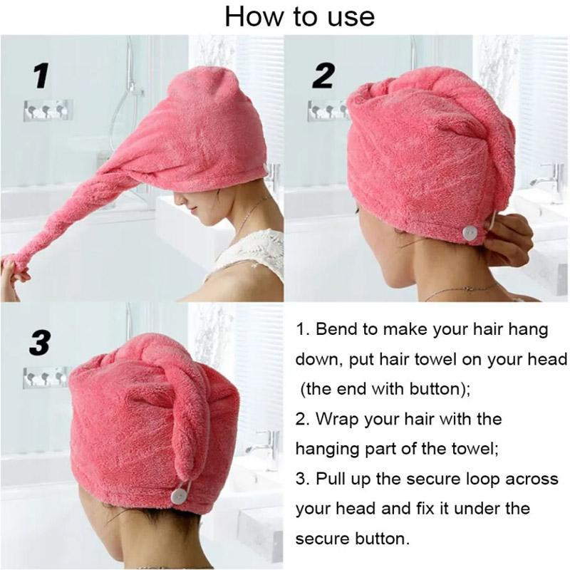 Hair Drying Cap Towel Microfiber Absorbent 2 Pcs