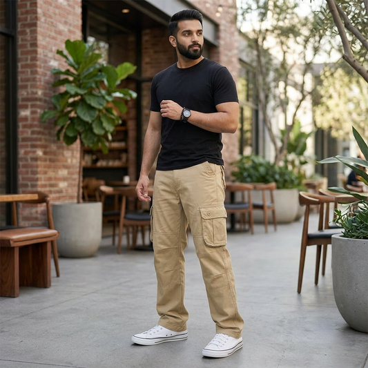 Men Loose Cargo Pants Multi-Pocket Winter Plus Size