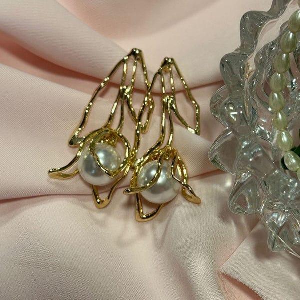 Gold Plated Flower Earrings for Women