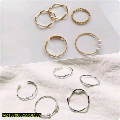 10-Piece Gold & Silver Ring Set for Women