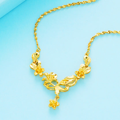 Gold Flower Necklace for Women Wedding Retro Style