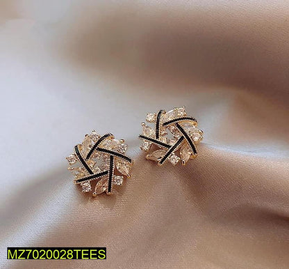 Star Shaped Gold Plated Zircon Studs for Women