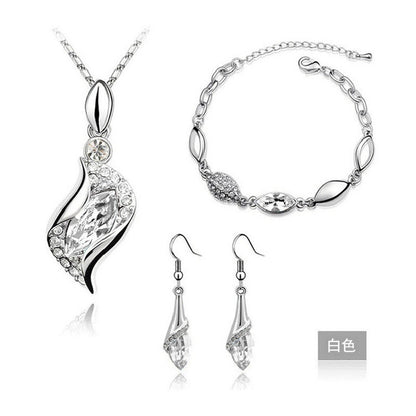 Blue Crystal Jewelry Set for Women Silver Tones
