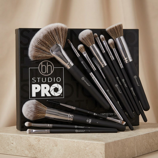 13-Piece Makeup Brush Set Black Silver Professional Use