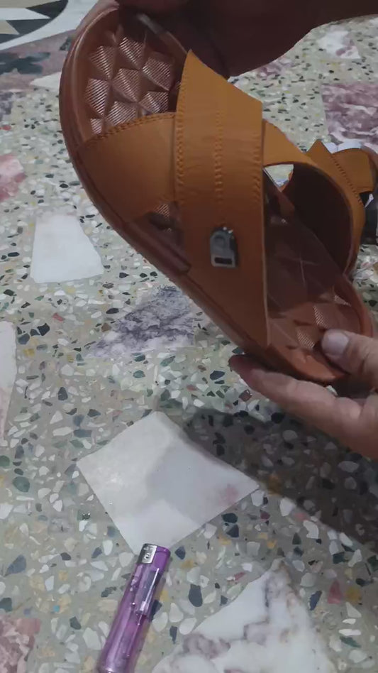 Men's Cross Strap Slide Sandals | Premium Soft Comfortable Slippers for Men | Lightweight Anti-Slip Casual Summer Slides | Indoor Outdoor Open Toe Brown Sandals
