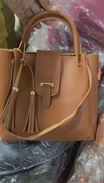 Blue Rexine Handbag Set for Girls