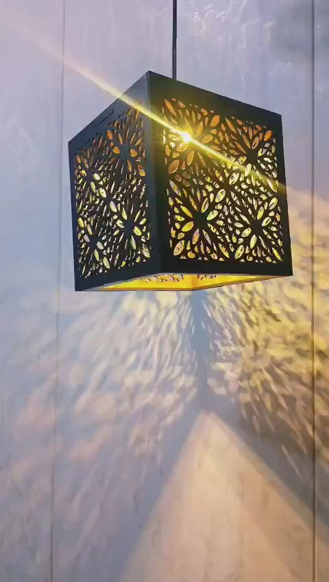 Modern Floral Ceiling Lamp Black Golden Glow