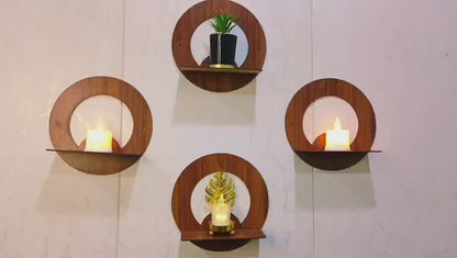 Modern Wooden Wall Shelves Set of 4 Brown 8x8