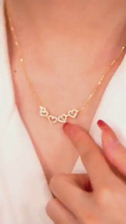 Magnetic Heart Clover Necklace Golden Silver 4 Leaf