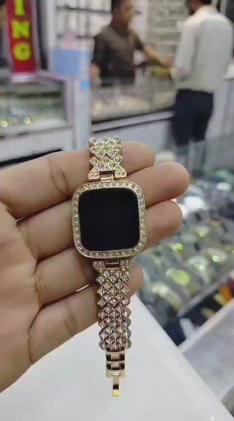 Watch for Girls Diamond Touch Screen LED Watch for Ladies  Stylish Fashion Watch For Girls in Silver Stone Square Dial Shape For Gift