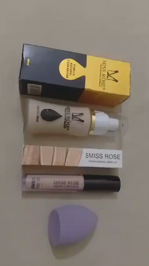 Miss Rose 3 in 1 Makeup Set Oil-Free Foundation Concealer Blender