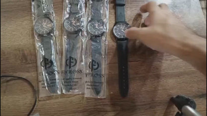 Men's Black PU Leather Watch with Date Function