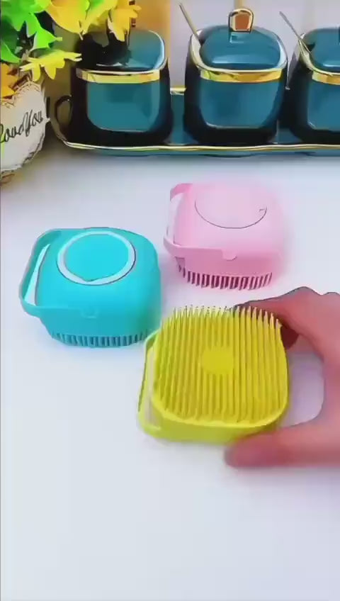 Turquoise Silicone Bath Body Brush with Suction Cup