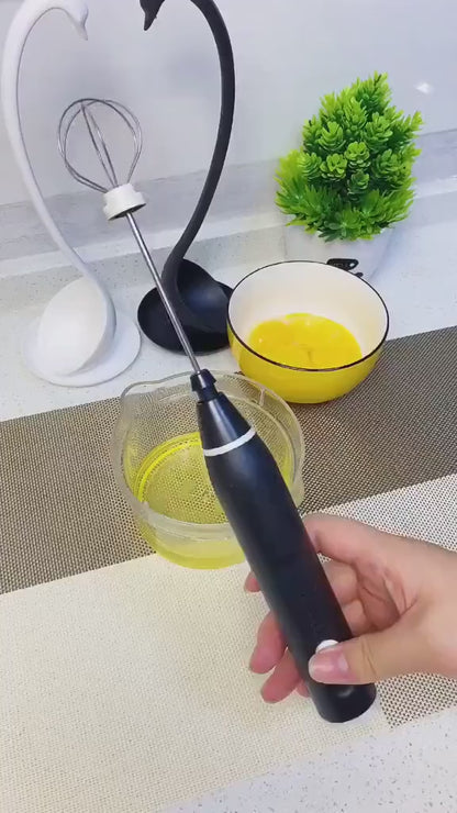 USB Rechargeable Stainless Steel Coffee Beater Black